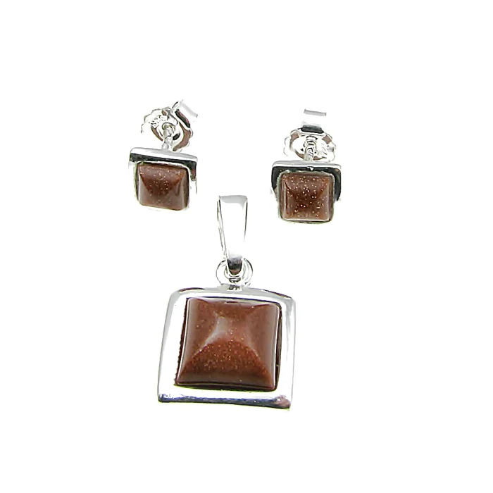 Srebrny wisiorek z piaskiem pustyni kwadracik