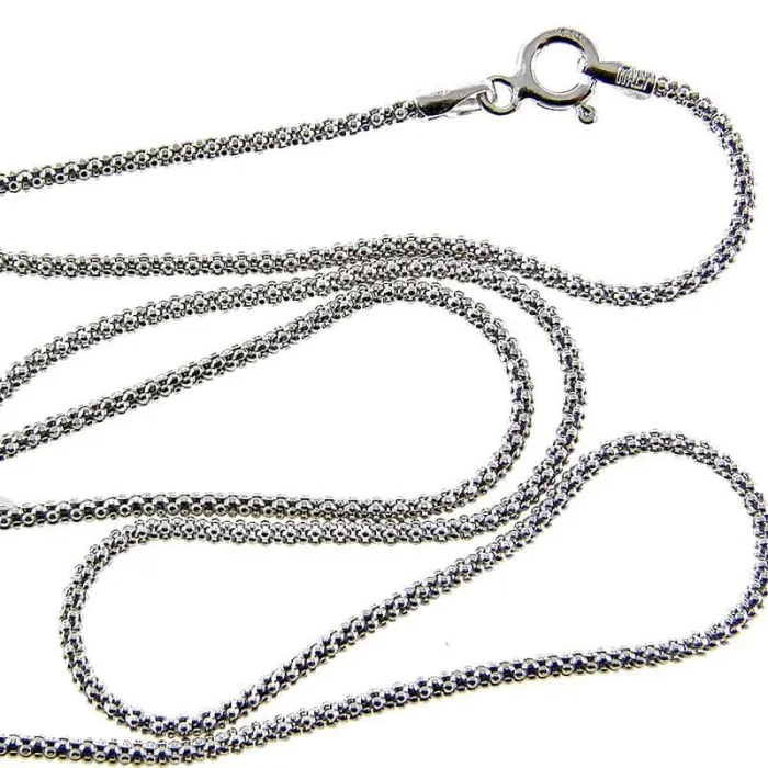 Krótki rodowany łańcuszek splot koreano srebro 925 42 cm