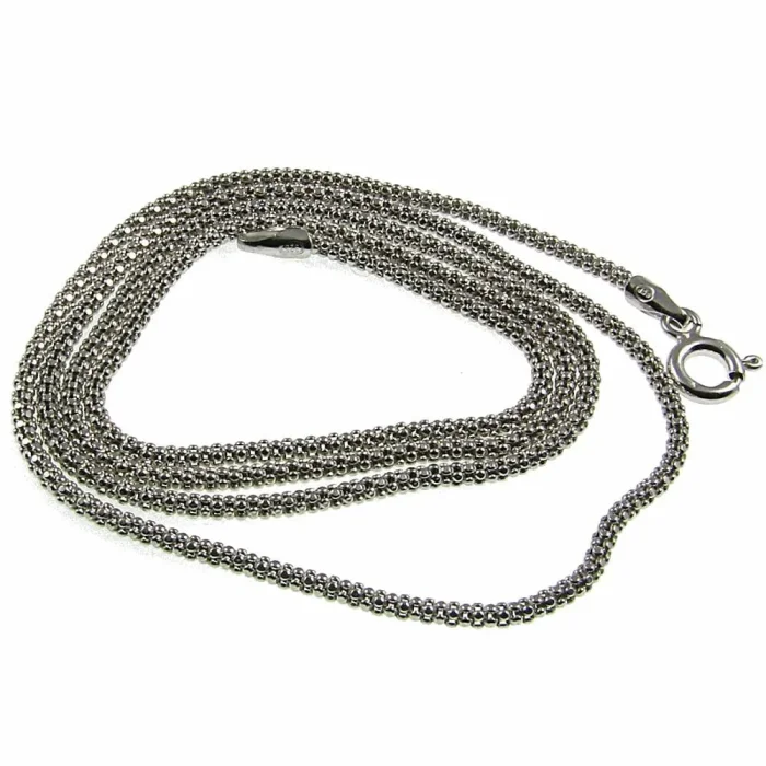 Krótki rodowany łańcuszek splot koreano srebro 925 42 cm