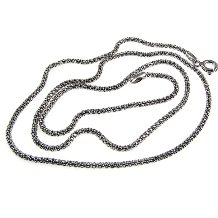 Krótki rodowany łańcuszek splot koreano srebro 925 42 cm