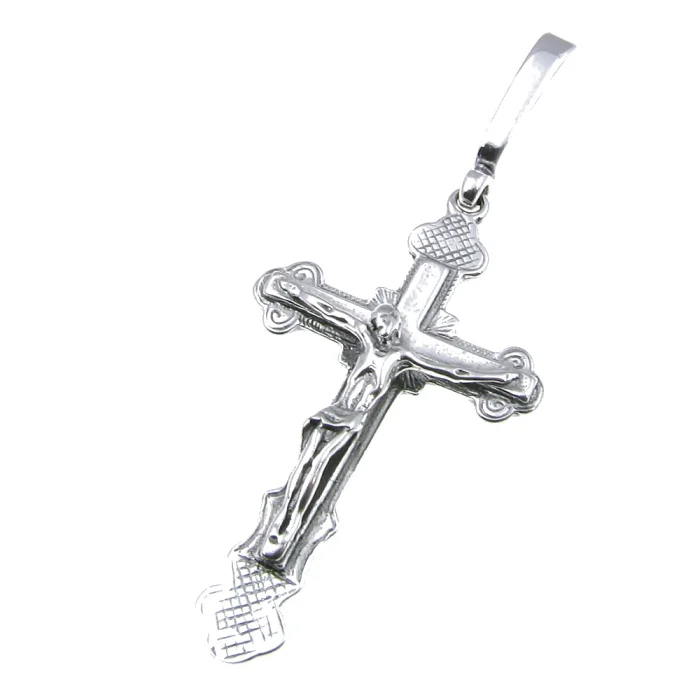 Duży srebrny krzyżyk na łańcuszku 60 cm