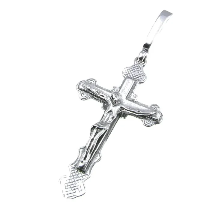 Krzyżyk srebrny oksydowany  o ciekawym wzorze