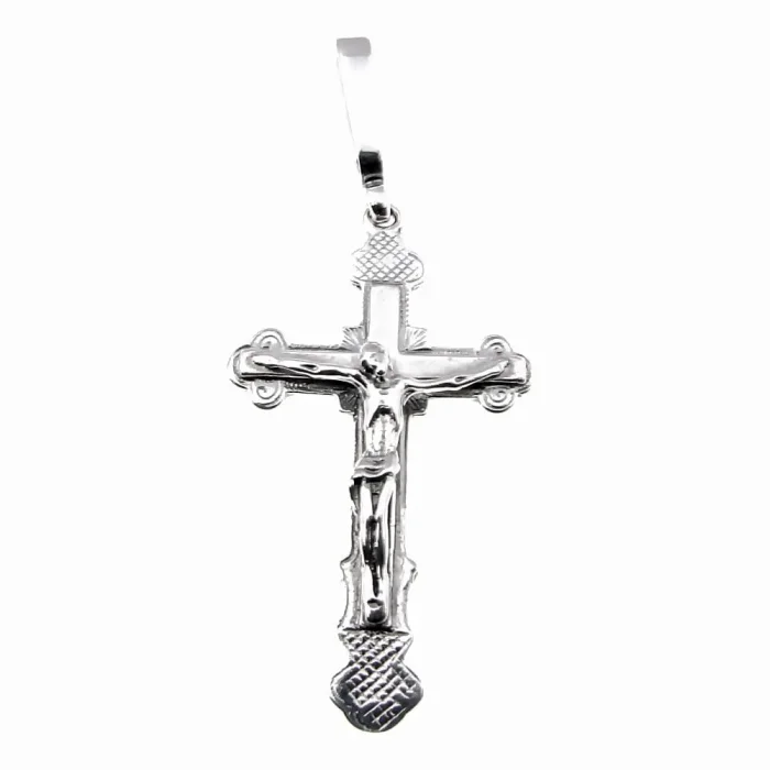 Duży srebrny krzyżyk srebrny o ciekawym wzorze