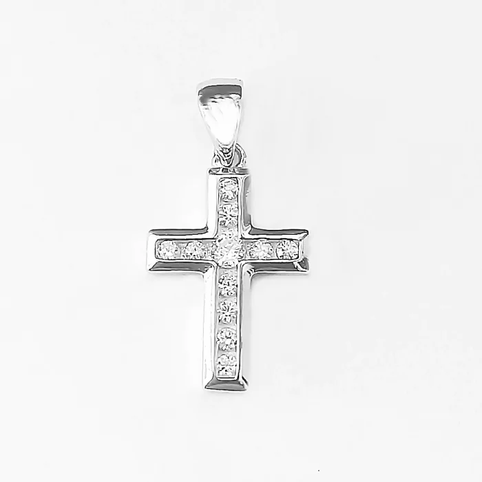 Wisiorek srebrny krzyżyk z cyrkoniami