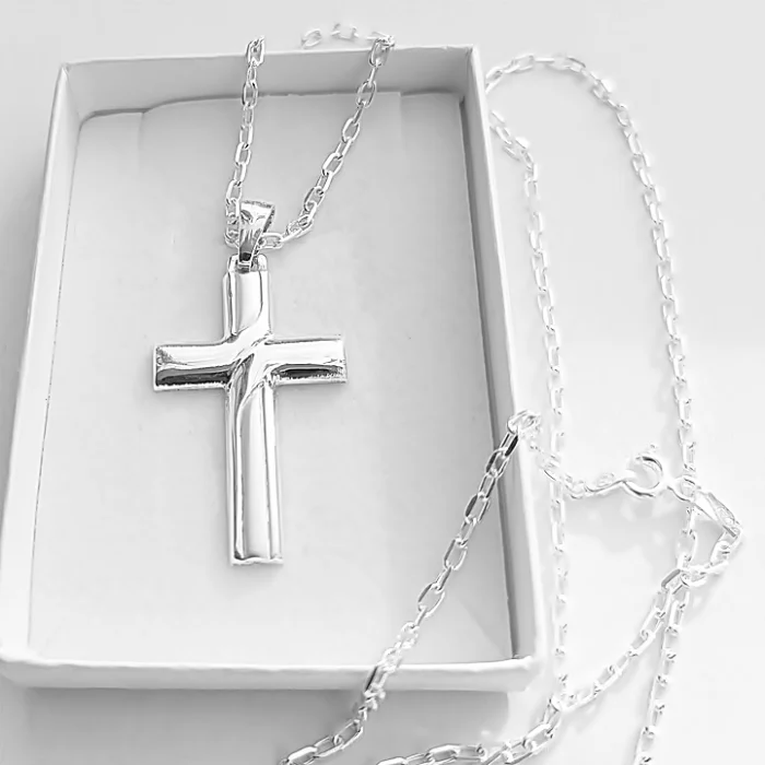 Łańcuszek srebrny ankier z krzyżykiem