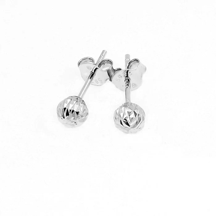 Kolczyki srebrne kulki fasetowane 5 mm