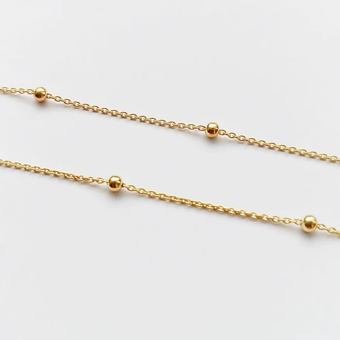 Pozłacany łańcuszek srebrny z kuleczkami 55 cm