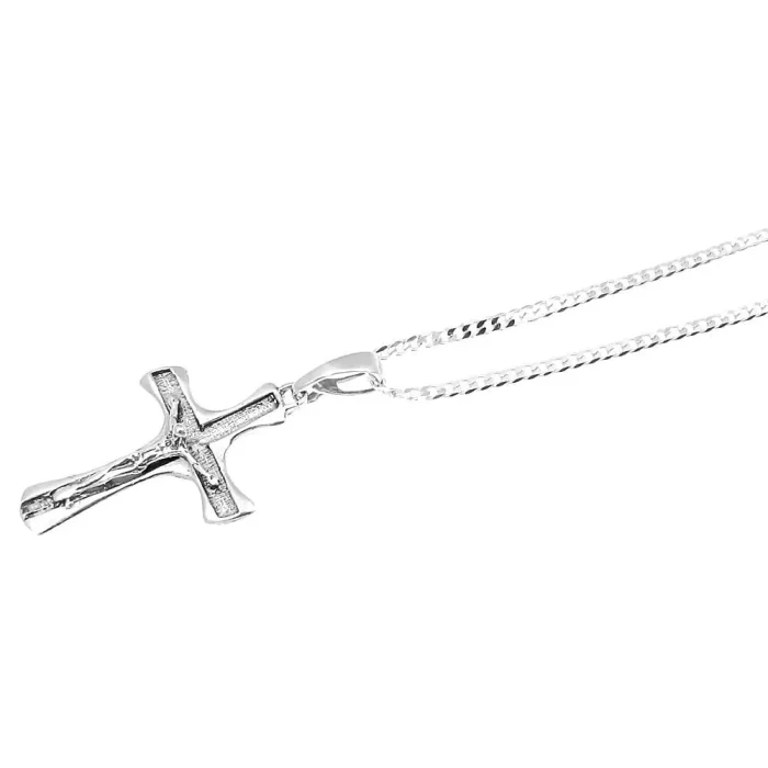 Łańcuszek srebrny pancerka z krzyżykiem