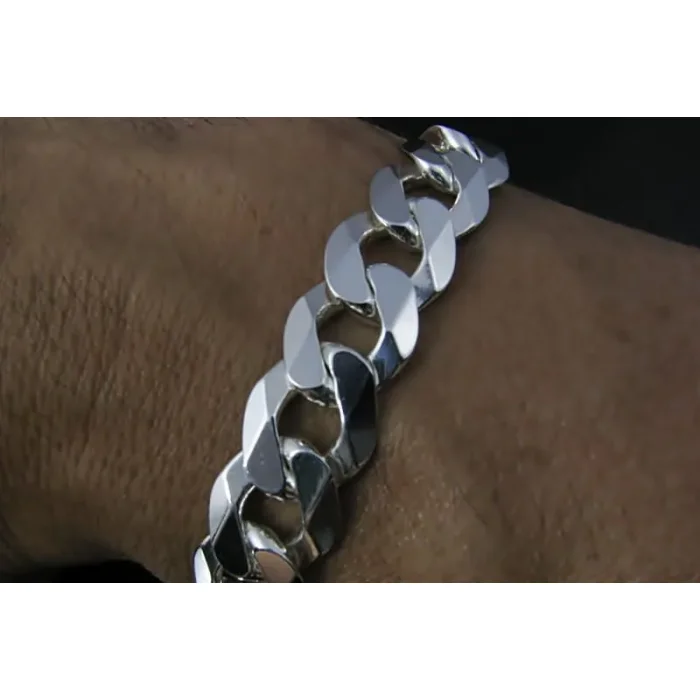 Masywna, gruba bransoleta srebrna pancerka 23 cm