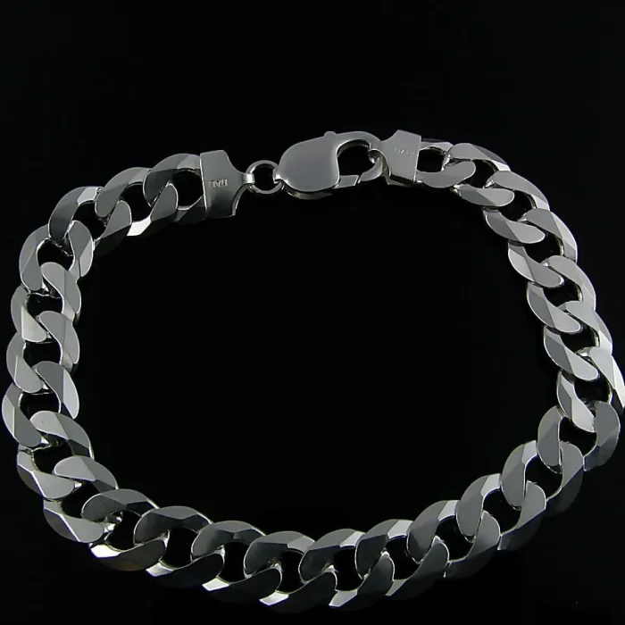 Masywna srebrna bransoleta pancerka gruba 22 cm