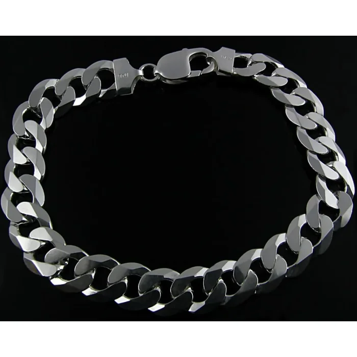 Masywna srebrna bransoleta pancerka gruba 22.5 cm