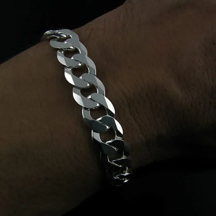 Masywna srebrna bransoleta pancerka gruba 22.5 cm