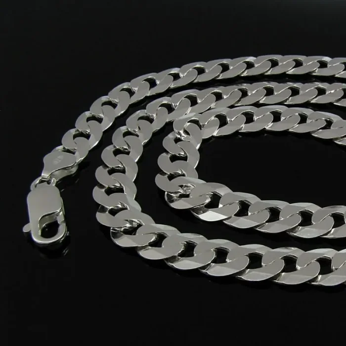 Masywny błyszczący łańcuch srebrny pancerka 55 cm, 50 g