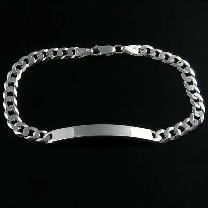 Męska klasyczna srebrna bransoletka z płytką 7 mm