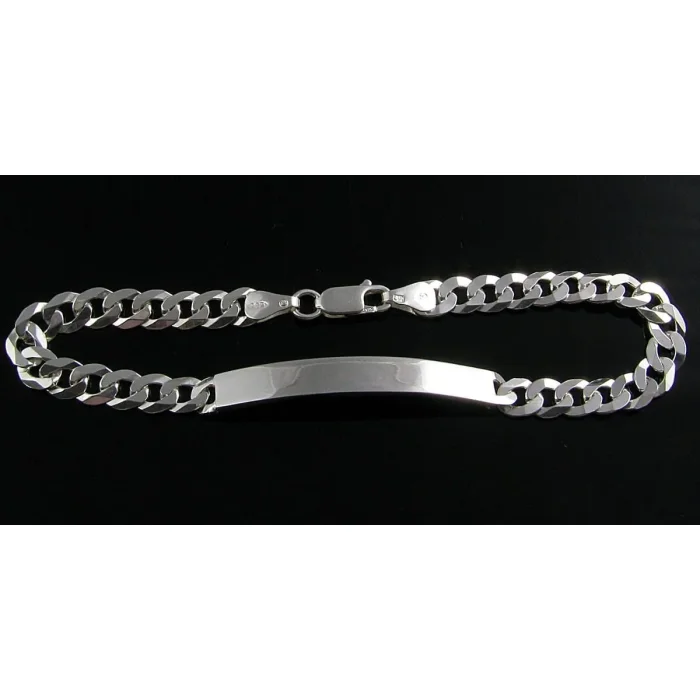 Męska klasyczna srebrna bransoletka z płytką 21 cm