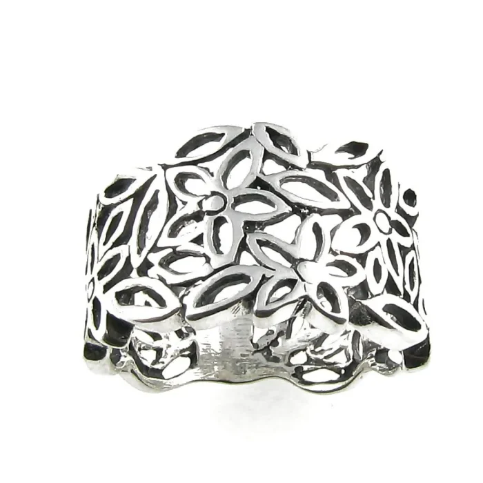 Obrączka srebrna kwiatuszki rozmiar 19