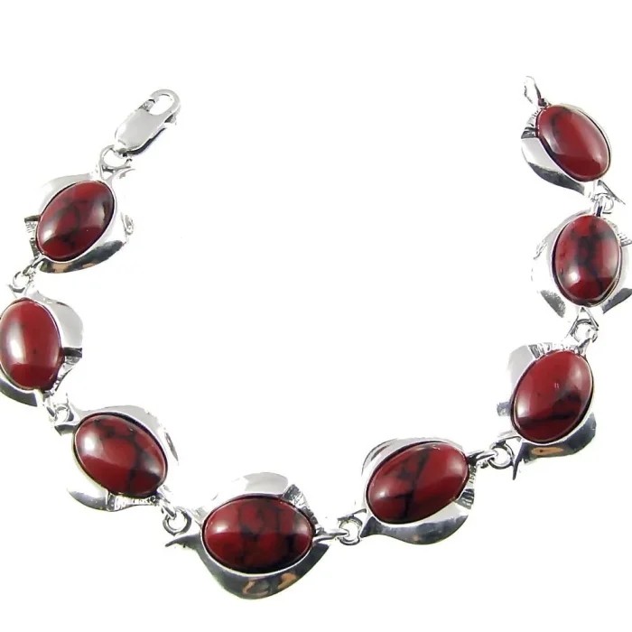 Okazała bransoletka srebrna z koralami