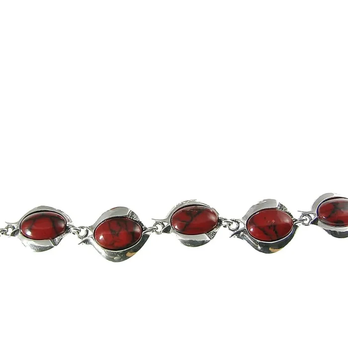 Okazała bransoletka srebrna z koralami