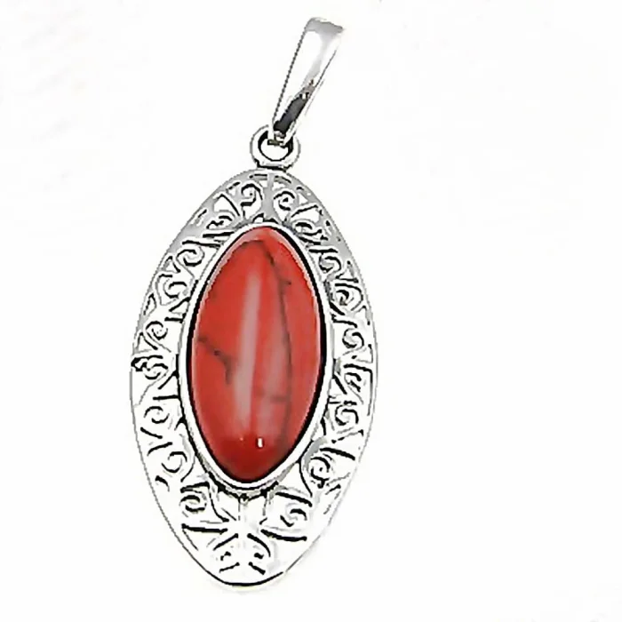 Oryginalny wisiorek srebrny z koralem