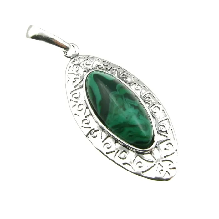 Oryginalny wisiorek srebrny z malachitem