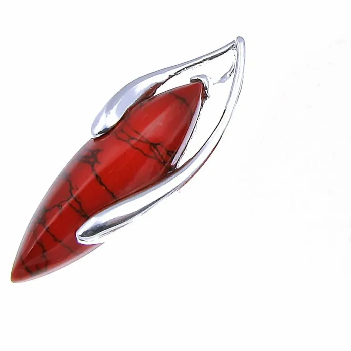 Oryginalny, większy srebrny wisiorek z koralem