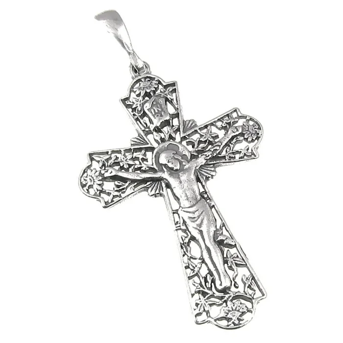 Ozdobny krzyżyk srebrny oksydowany