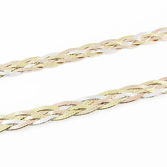 Pozłacany srebrny damski naszyjnik warkocz 50 cm