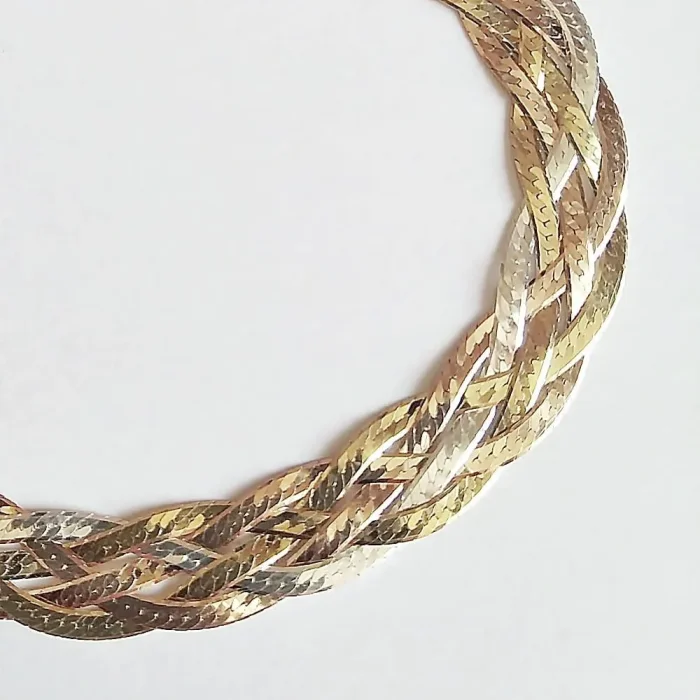 Pozłacany srebrny damski naszyjnik warkocz 50 cm