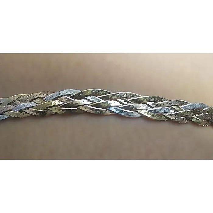 Pozłacany srebrny damski naszyjnik warkocz 50 cm