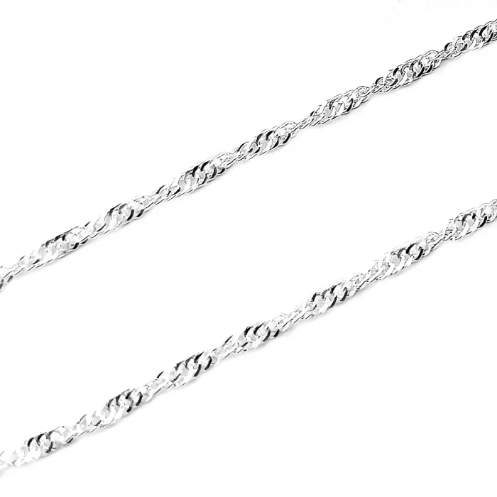 Błyszczący srebrny damski łańcuszek singapur 45 cm