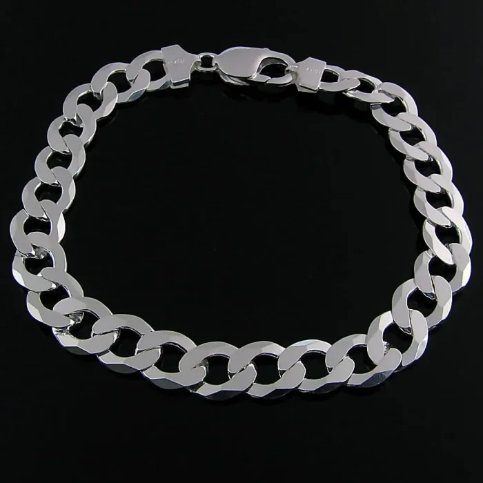 Solidna męska bransoleta srebrna pancerka 22 cm