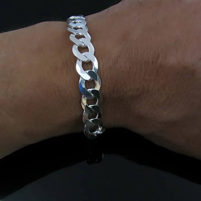 Solidna męska bransoleta srebrna pancerka 22 cm