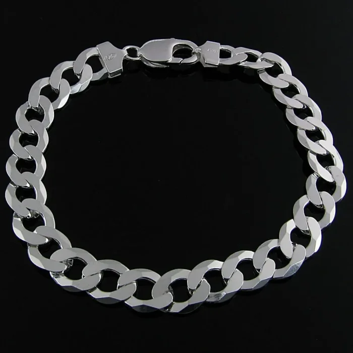 Solidna męska bransoleta srebrna pancerka 22 cm