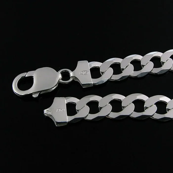 Solidna męska bransoleta srebrna pancerka 22 cm