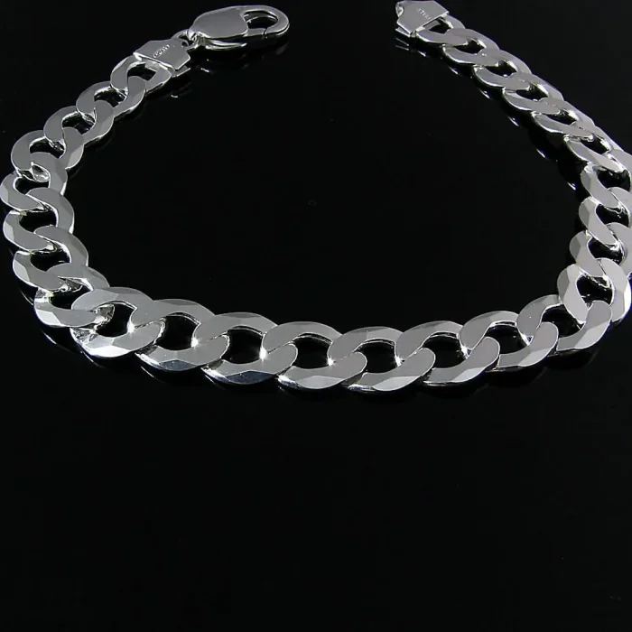 Solidna męska bransoleta srebrna pancerka 22 cm