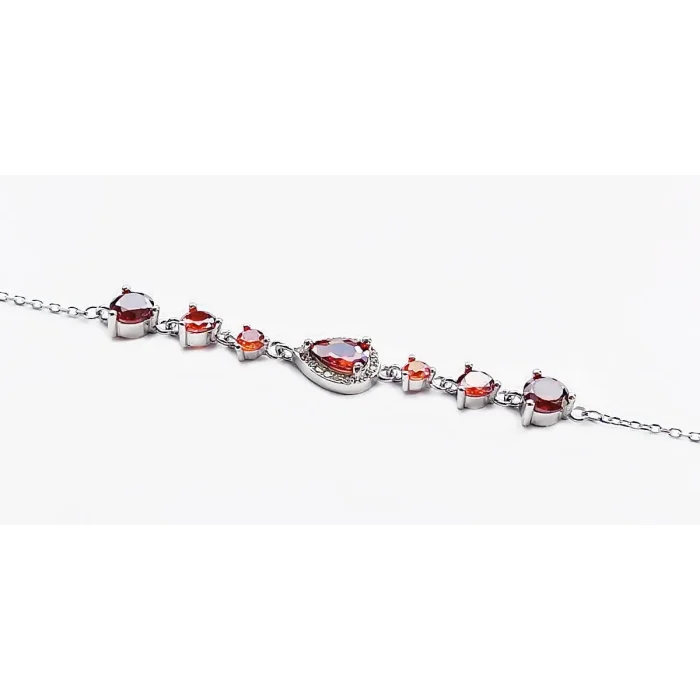 Srebrna bransoletka z cyrkoniami bordo