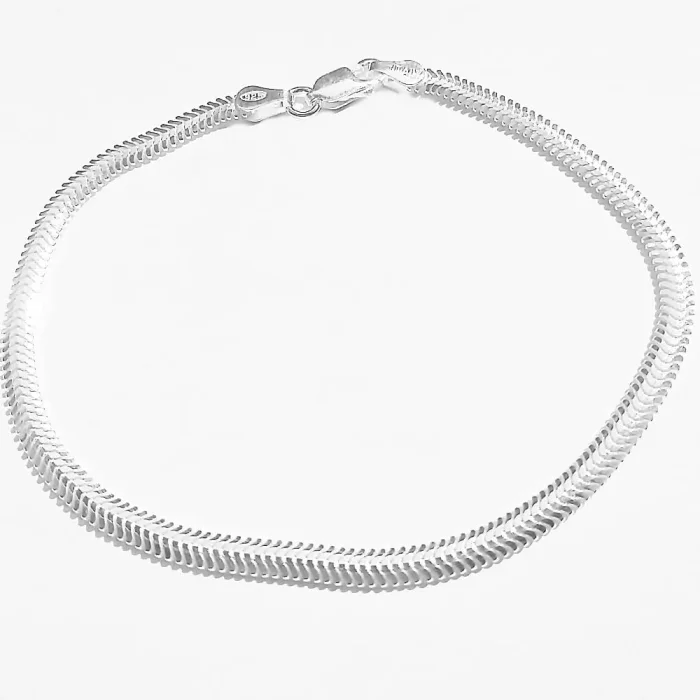 Srebrna bransoletka żmijka 4 mm