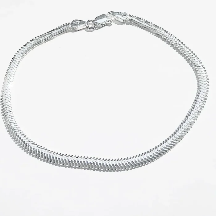 Srebrna bransoletka żmijka 4 mm